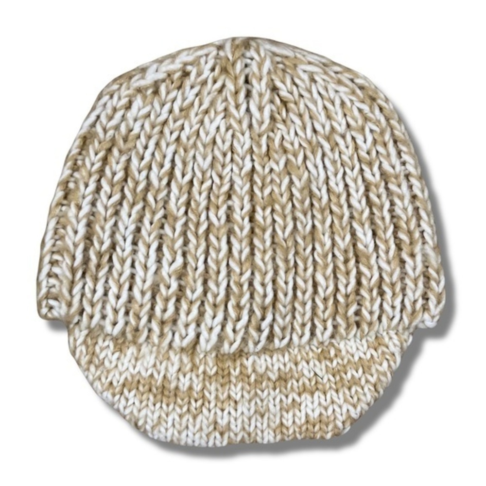 Women’s Knit Beanie Winter Hat with Brim | Tan + Cream Blended Coloring